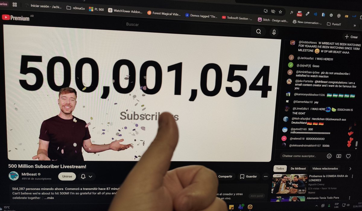 fakumax's tweet photo. Congrats @MrBeast from Argentina! https://t.co/sKKE00shJP