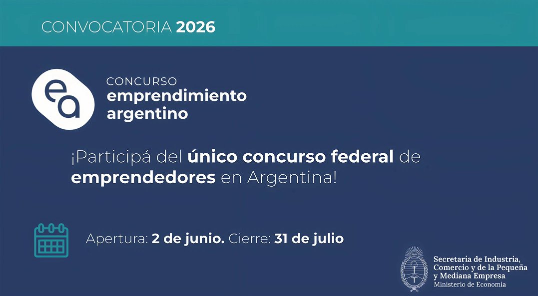 crecimientoar's tweet photo. CONCURSO EMPRENDIMIENTO ARGENTINO 2026

A federal competition searching for the country's best projects, with stages in every province and a national final. Two categories: traditional ventures with an innovative model, and technology and scientific innovation projects.

Register before July 31!