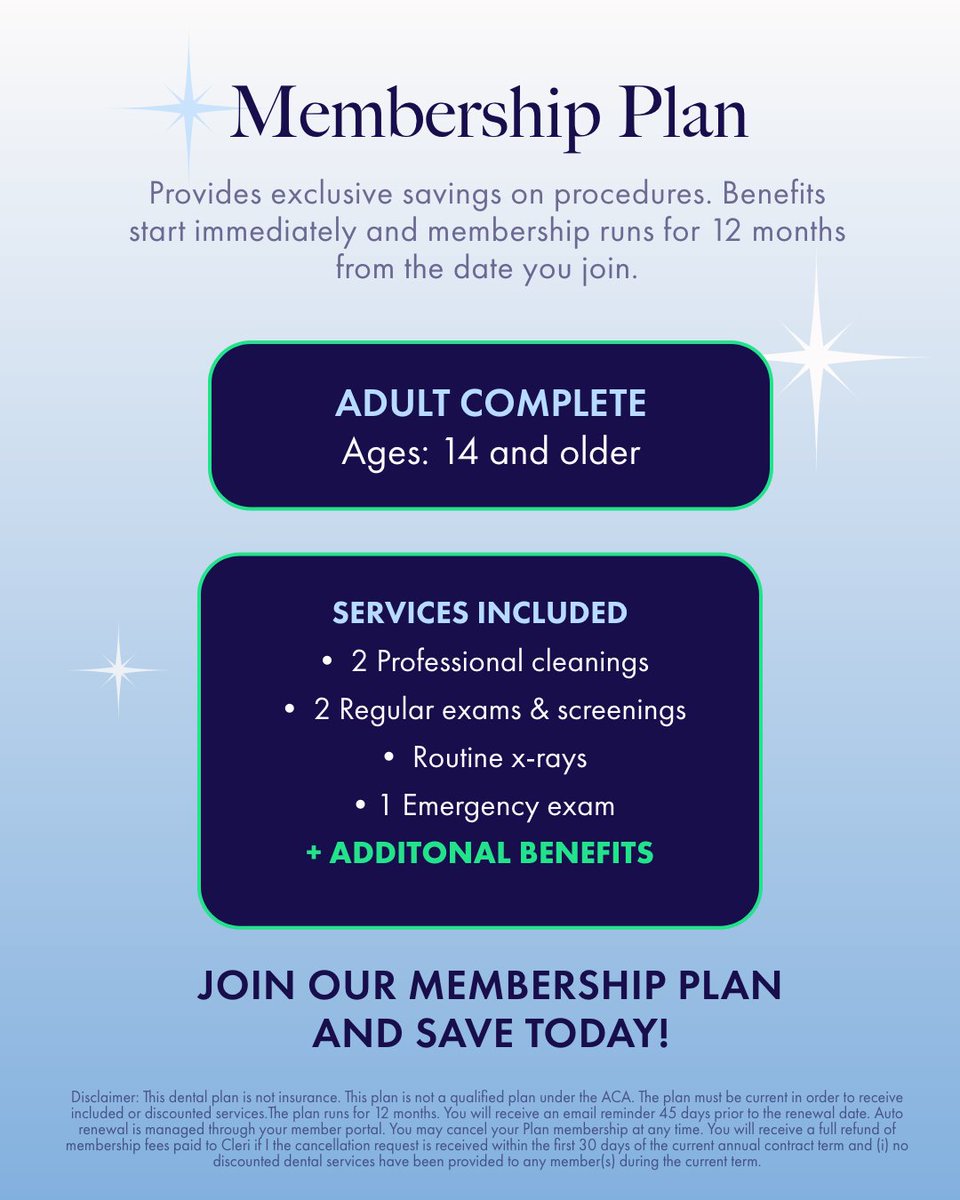 BrightDentistry's tweet photo. No Insurance? No Problem! Call and ask us about our new Dental Membership Plan. Covers all preventive care and provides discounts for major services. Children's plans are also available. Reach out to one of our offices to get more details. https://t.co/zmtHQ3qm5J
