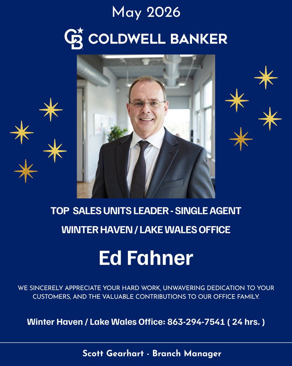 PolkCoRealty's tweet photo. Congratulations to all of our May 2026 leaders in our Winter Haven / Lake Wales offices !

Thank you for your contributions to our offices and your customers.

#realtor #coldwellbanker #winterhavenfl #polkcountyrealestate #realestate https://t.co/Mjreyu1L4H