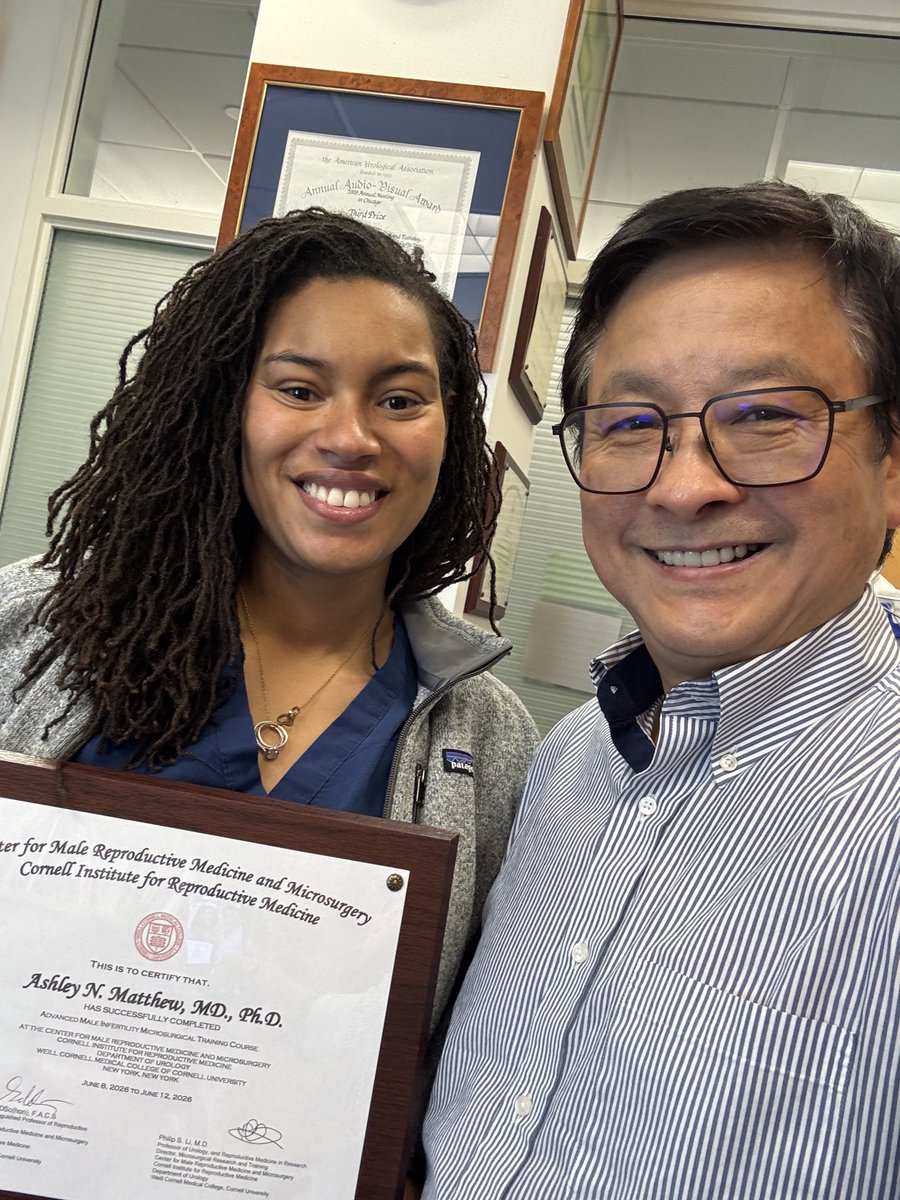 psli2005's tweet photo. We truly enjoyed hosting Dr. Ashley Matthew, MD, PhD, @AshleyMatthewMD a fellow under the mentorship of  Dr. Gabriella Avellino at @BrownUrology. Ashley did an outstanding job during this week’s Male Infertility Microsurgical Course at @WCMUrology, achieving nearly perfect microsurgical outcomes and an exceptionally high patency rate in our animal model. Even more remarkable, her twin sister, Dr. Asia Matthew, @AsiaOnabanjo is also a urologist and is currently completing her residency at @UNCurology. She plans to pursue a male infertility fellowship at Henry Ford Health under the mentorship of Dr. Ali Dabaja, @AliDabajaMD, a @WCMUrology alumnus, and Dr. Amarnath Rambhatla. What an extraordinary coincidence: both sisters earned their MD/PhD degrees from the University of Massachusetts and chose the same specialty—male infertility and reproductive medicine. Their talent, dedication, and passion for advancing men’s reproductive health are truly inspiring. Working with talented and motivated fellows is one of the greatest joys of academic medicine. Nothing is more rewarding than seeing trainees grow into future leaders who advance our field and improve patient care.
@WeillCornell @NYSAUA @SMSNA_ORG @SSMR_malefactor @ASRM @ReproMed_SMRU @VCUUrology @UMassChan