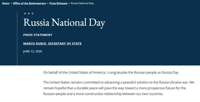 P_Kallioniemi's tweet photo. Trump's secretary of state Marco Rubio celebrating russia day. Again. https://t.co/Cp9aN69pdi