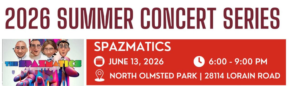 NorthOlmsted_OH's tweet photo. Looking for something to do this Saturday?...bring your chairs and good vibes and enjoy the Spazmatics as they start off the FREE Summer Concert series at your new Community Park bandshell.
Beer &amp; alcohol will be available and food trucks will be standing by . https://t.co/dHT7ERTSc3