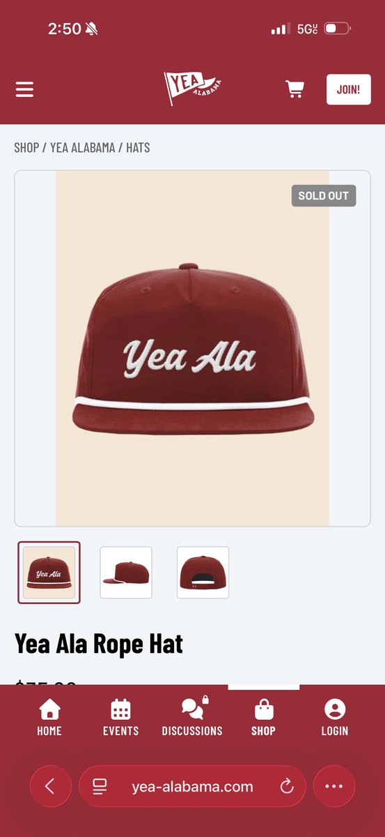 Besmith_18's tweet photo. Hey @AaronSuttles really would be cool if y’all would get this hat back in stock. @yea_ala @Greg_Byrne https://t.co/ny5mkVOzg9