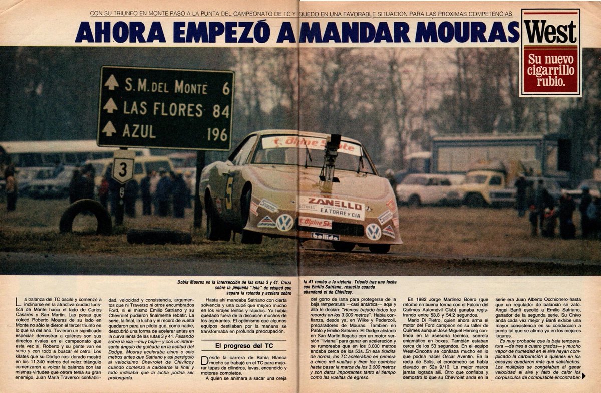 PatoG82's tweet photo. AHORA EMPEZÓ A MARDAR ROBERTO MOURAS

📓 Revista El Gráfico 🏁

#TCenMonte #TurismoCarretera #JorgeMartinezBoero #DodgeTC #RobertoMouras #OscarCastellano #SanMiguelDelMonte #RevistaCorsa #AutomovilismoArgentino  #ToroMouras #TCenRuta #SemipermanenteTC https://t.co/avzTd35wMl