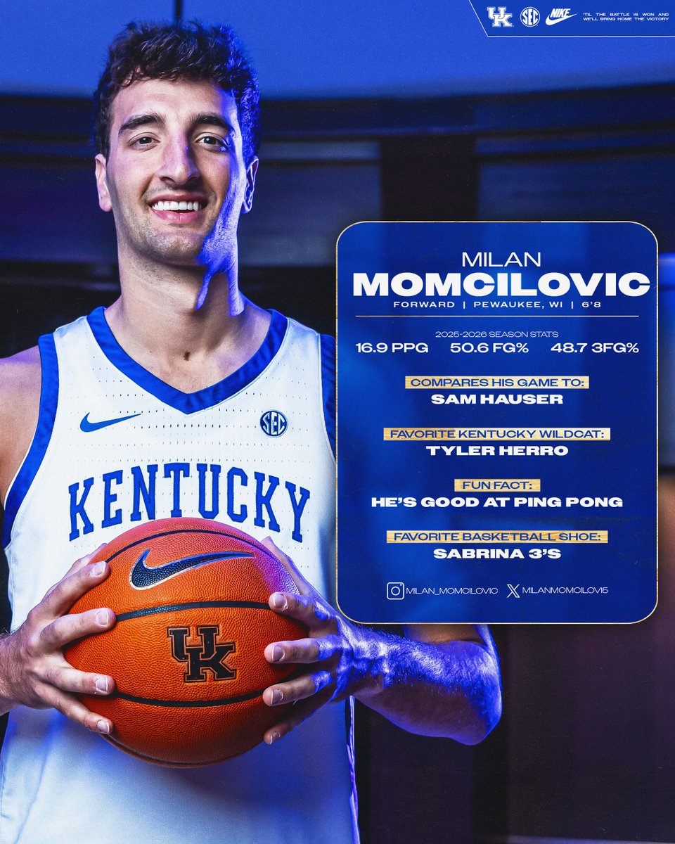 KentuckyMBB's tweet photo. Get to know @MilanMomcilovi5. https://t.co/xO7oOcVh85