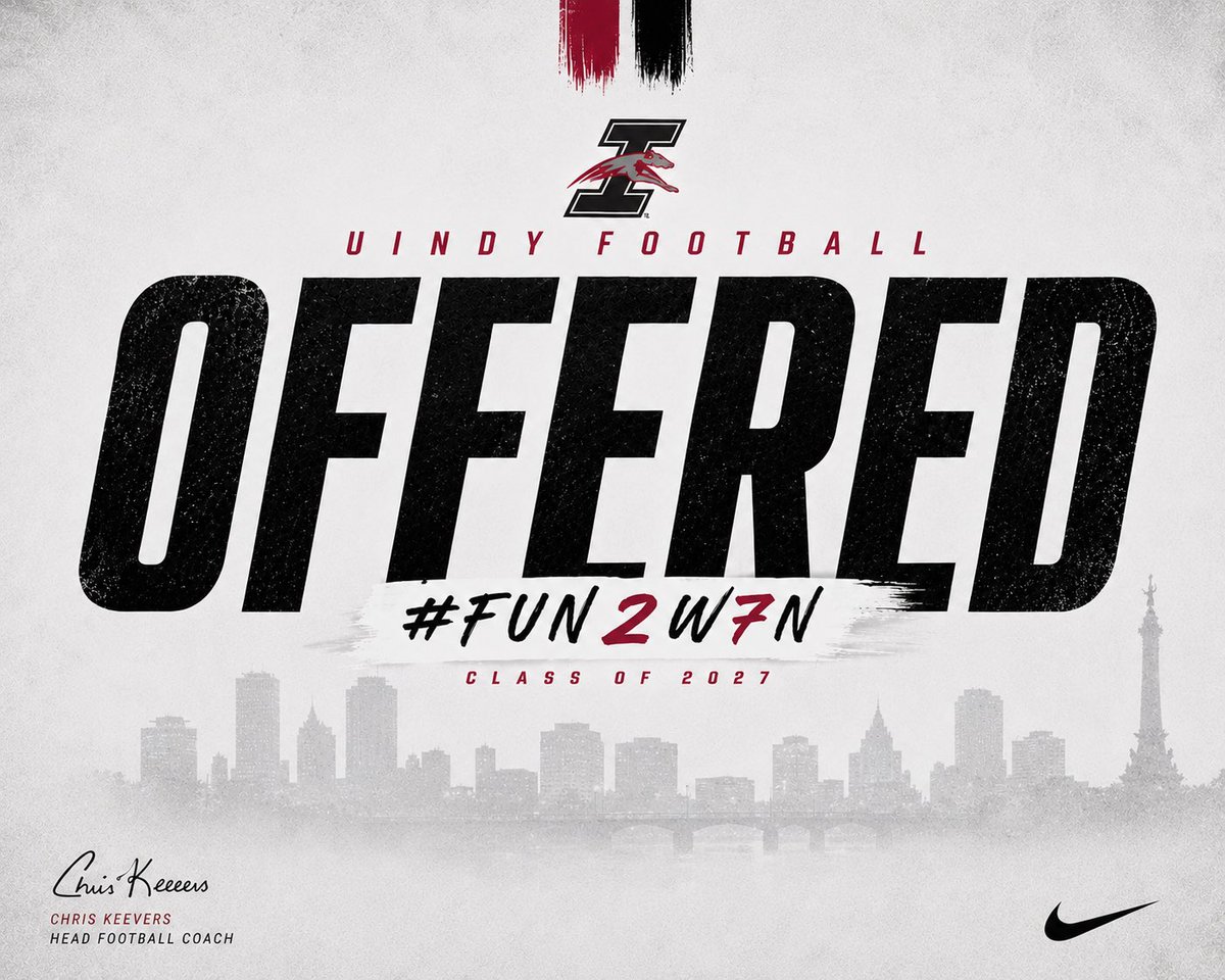 KeenanMowery's tweet photo. After a great phone call with @CoachBlackmon50 I’m grateful to say I’ve received an offer from @UIndyFB !!
@KeeversChris @SouthFoootball @COACH_JCTHOMAS @IndianaPreps @CSAPrepStar https://t.co/Ph2YktqJdv