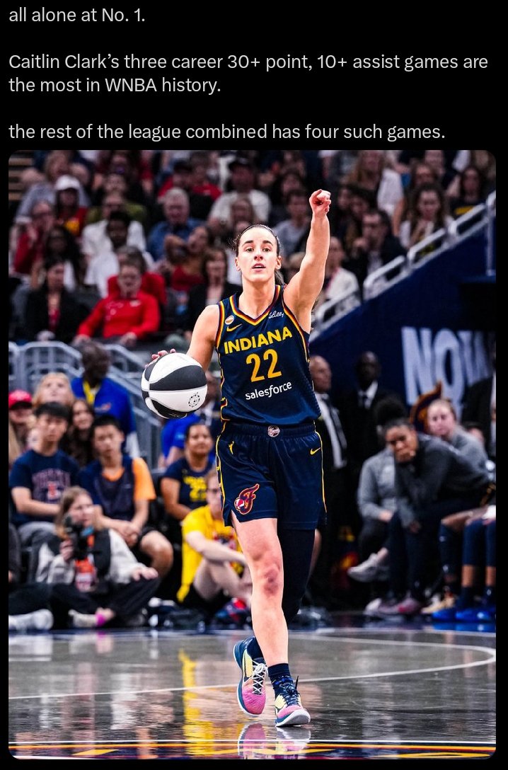 MrSpiritsRaven's tweet photo. This Accomplishment Should Be All Over The WNBA but because it's #CaitlinClark NOBODY is Talking About This Or Any Other Achievement by the #GenerationalPhenom Better Known As The #YoungBabyGOAT🐐 #CaitlinClark Has Made in this #2026Season because the #WNBA is a Racist Sexist Pile Of Excrement 💩 League.
When #AjaWilson FARTS it's front page news in the WNBA.
Which is WHY the WNBA Smells Like a Pile of 💩