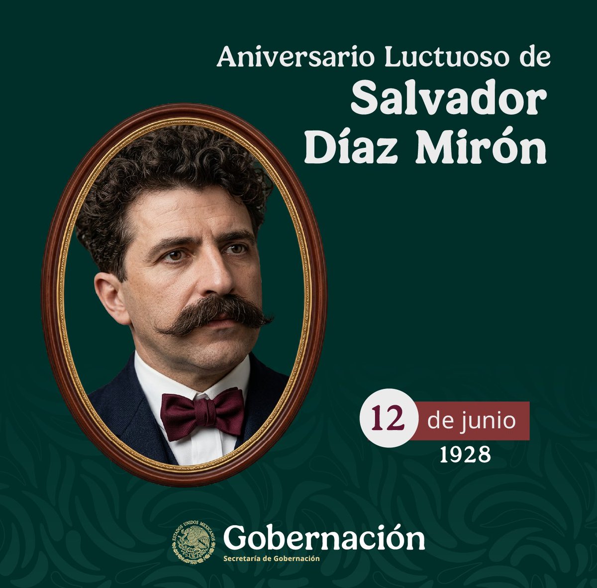 EFEMERIDESMX's tweet photo. Recordamos a Salvador Díaz Mirón poeta y periodista mexicano, en el aniversario de su fallecimiento. Su legado literario y su contribución a la vida intelectual del país permanecen como referente cultural. Sus restos descansan en la #RotondaDeLasPersonasIlustres #Efemérides https://t.co/xjt5s7NyOm