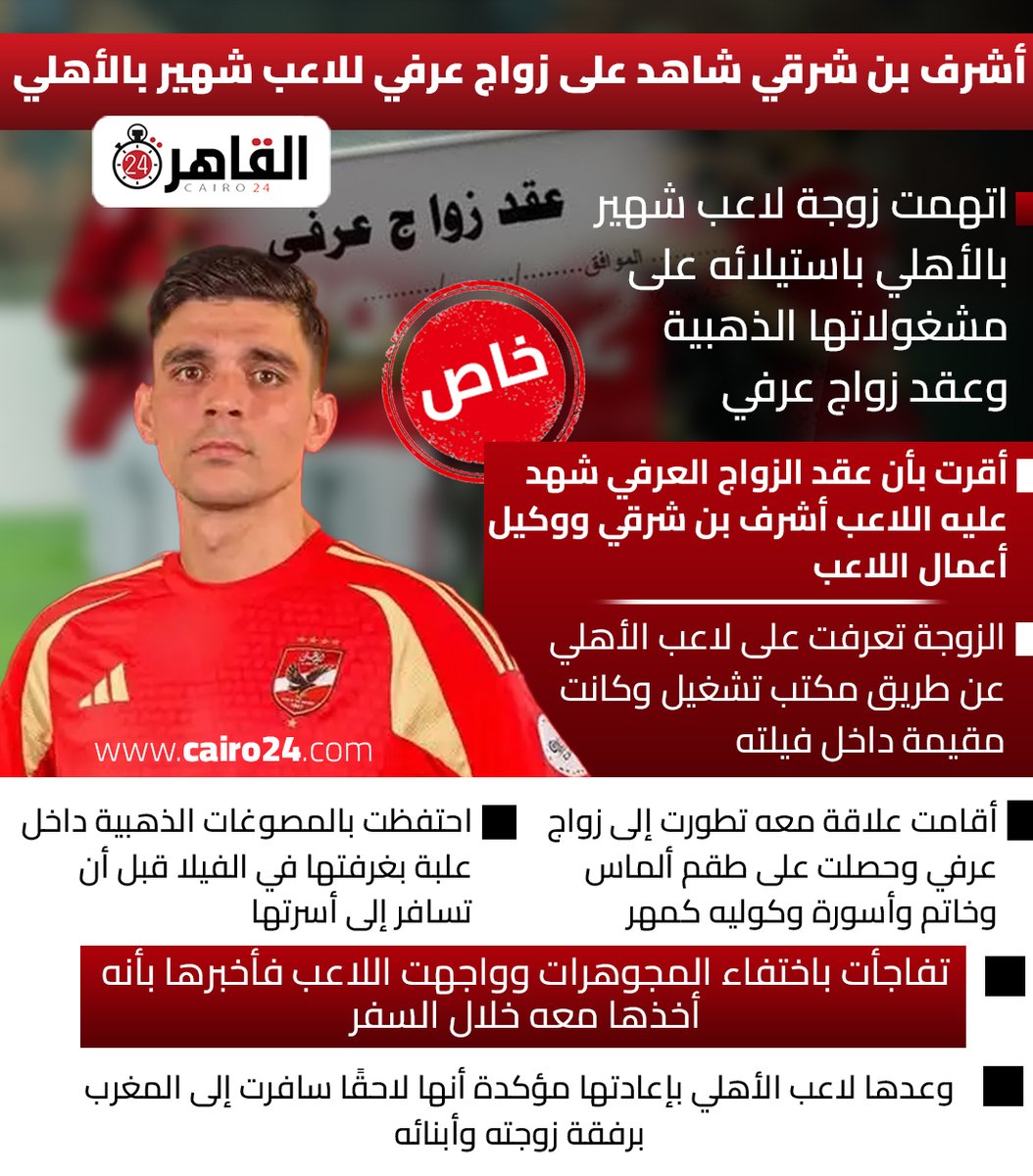 cairo24_'s tweet photo. مفاجأة.. أشرف بن شرقي شاهد على زواج عرفي للاعب شهير بالأهلي https://t.co/yFGxaDYWIU