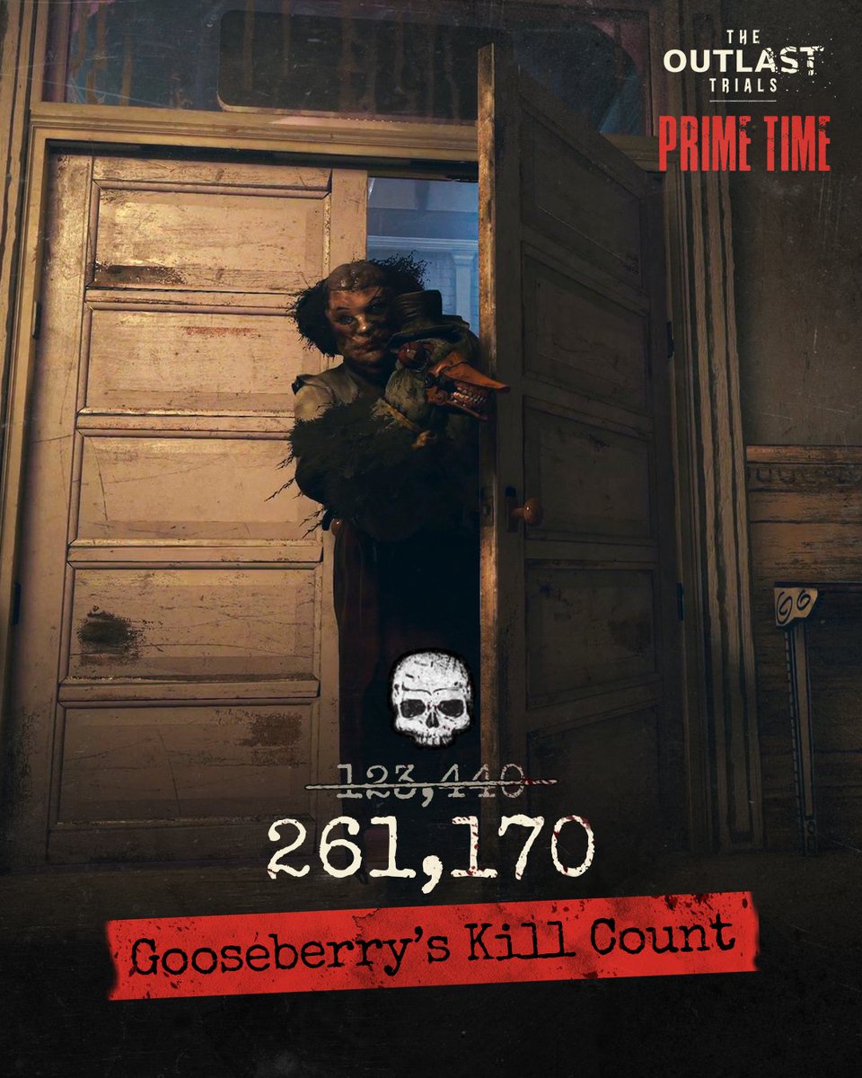 TheRedBarrels's tweet photo. Bow to your Messiah, Liliya is bathing in Reagent blood! 💀 Coyle, Gooseberry, Franco, and the Kress Twins trailing behind but all deaths are for the same cause during Prime Time! Enjoy the therapy until June 16 👁️

#TheOutlastTrials #Outlast #OutlastTrials #horrorgame #jeuxhorreur