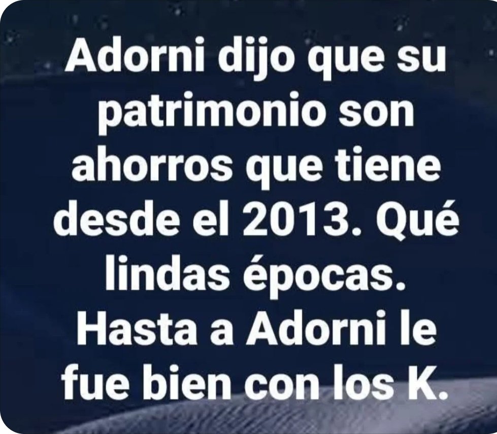 Patrici05400796's tweet photo. Que buenas epocas.
#AdorniChorroYcagón #AdorniLadrón #adorni #AdorniRenunciá #Argentina #mileizuela #MileiVerguenzaMundial #milei #mileiestafador #karinaCoimera #Karina #neoliberalismo #Espert #EspertNarco #MileiRenuncia #Mundial https://t.co/hUMYYPayKY