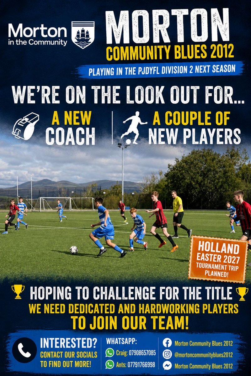 MORTONBLUE2012's tweet photo. 🚨 PLAYER &amp; COACH RECRUITMENT 🚨 https://t.co/J8mnCLFEK3