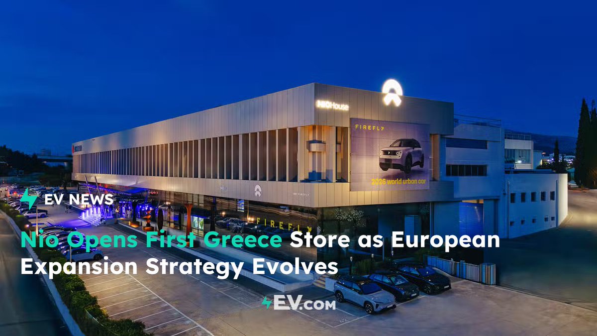 EVcom's tweet photo. 🇬🇷⚡ Nio has officially entered Greece with the opening of Nio House Athens, giving local customers access to the ET5, ET5 Touring, EL6, and the new Firefly brand. The launch also highlights Nio's shift toward an asset-light European expansion strategy as the company continues its push toward sustainable profitability. 🚗📈

https://t.co/P71yotBDGB