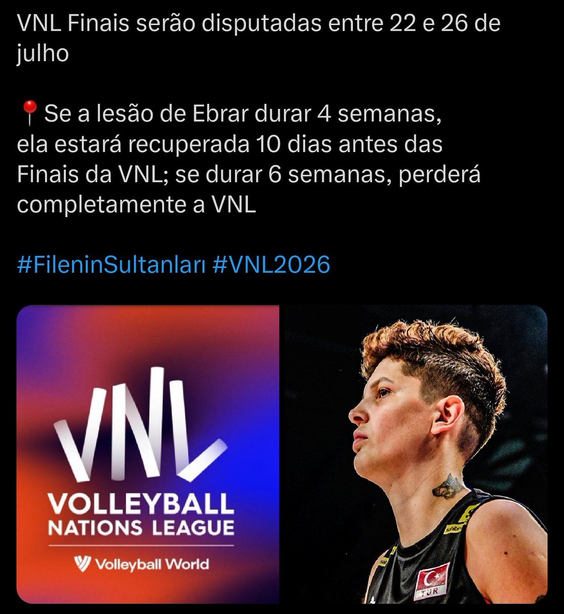 tmjlua's tweet photo. Karakurt ta lesionada e pode ficar fora da VNL 👀 https://t.co/RrkZtL7dNm