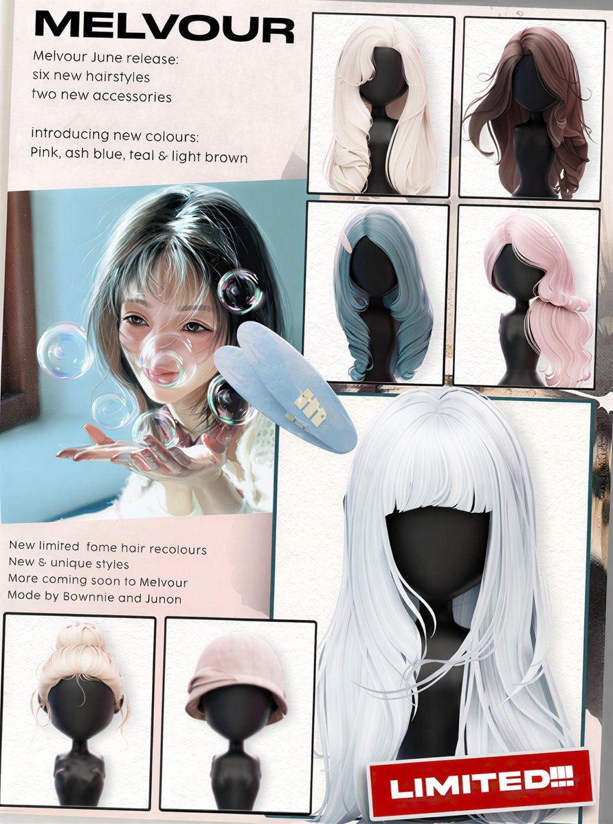 _Bownnie's tweet photo. ⁰⁶/¹²
• new items in melvour  
 https://t.co/AOa7gTL609 #roblox #robloxugc #robloxhair https://t.co/paAo8KQvdI
