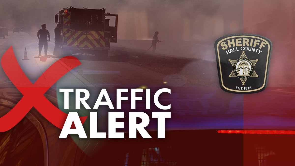 HallCountySO's tweet photo. 𝗧𝗥𝗔𝗙𝗙𝗜𝗖 𝗔𝗟𝗘𝗥𝗧 – U.S. 129/Athens Highway is blocked between Oak Grove Road and Ga. 323/Gillsville Highway due to a vehicle fire. Deputies say to take alternates and expect heavy delays as Hall County Fire Rescue works the fire. https://t.co/bsb3IAJbtL