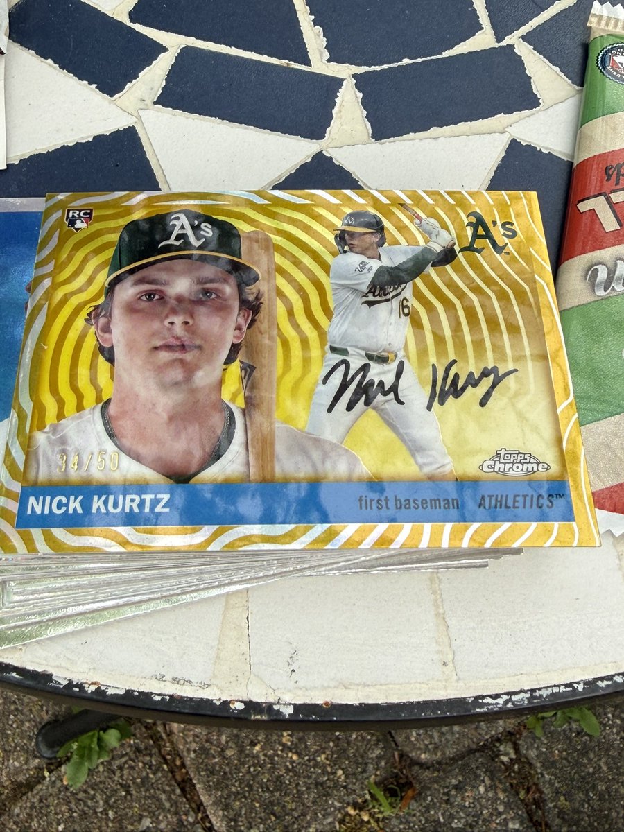 CardboardPost's tweet photo. @OffDaHook35 I've ripped 15 blasters and 1 hobby.  Pulled 1 Ohtani off center refractor and 1 base Ohtani.    Kurtz /50 and Billy Wags /10 the best 2 pulls. https://t.co/qcUp0ItsiD