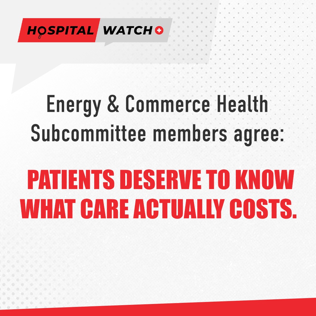 HospitalWatchUS's tweet photo. 🚨 Lawmakers from both sides of the aisle sounded the alarm on the critical threat to American patients: corporate hospital systems’ deliberate pricing opacity.

See what they said during Wednesday’s @HouseCommerce hearing on transparency in healthcare: