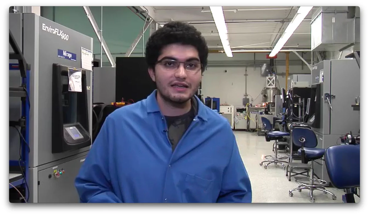20 year old Amir working on rocket stage separation in the Avionics department.