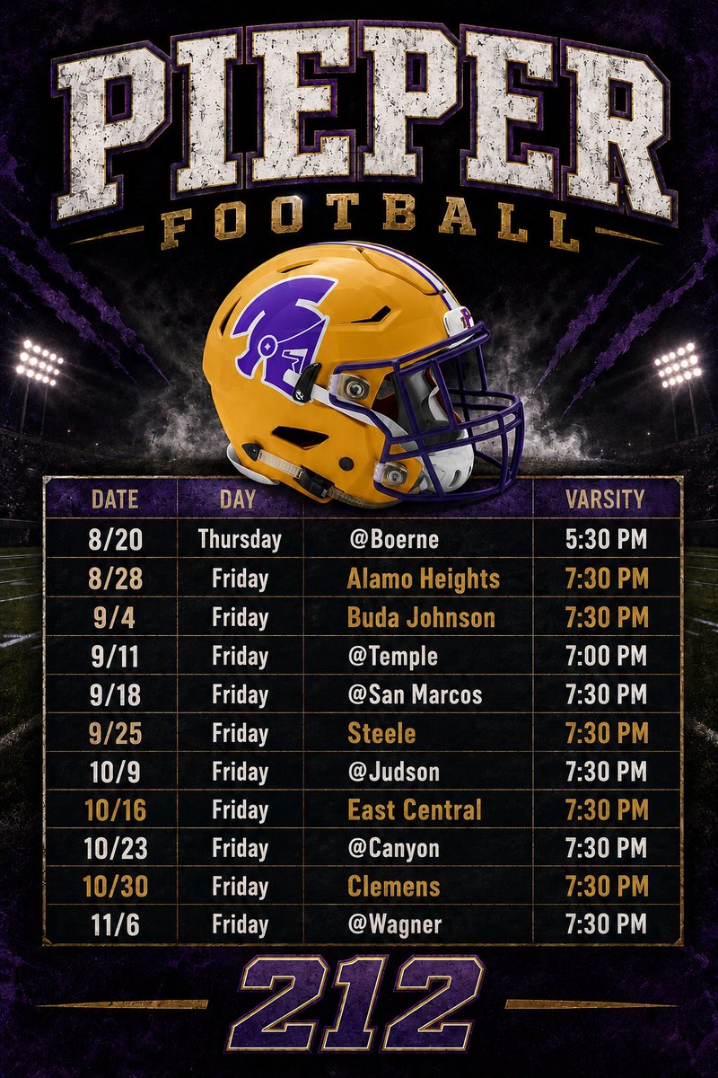 FootballPieper's tweet photo. 2026 Season Schedule! https://t.co/LrdIIo6r65