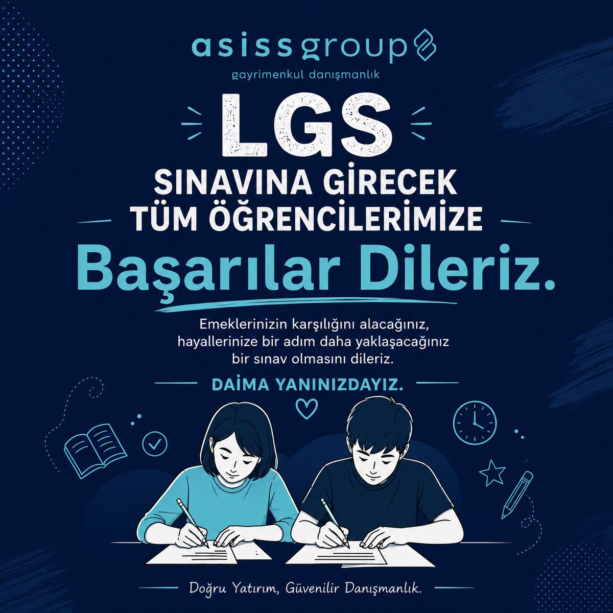 asissgroup's tweet photo. 📚 LGS sınavına girecek tüm öğrencilerimize başarılar dileriz.

Emeklerinizin karşılığını alacağınız, hayallerinize bir adım daha yaklaşacağınız güzel sonuçlar sizinle olsun.

Daima yanınızdayız.

ASİSS GROUP Gayrimenkul Danışmanlık

#LGS2026 #BaşarılarDileriz #ASISSGROUP #EğitimeDestek #DaimaYanınızdayız