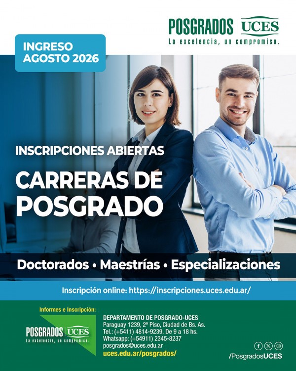 PosgradosUCES's tweet photo. INGRESO AGOSTO 2026
https://t.co/WG2k0DfTPW https://t.co/dCOdy5wKyH