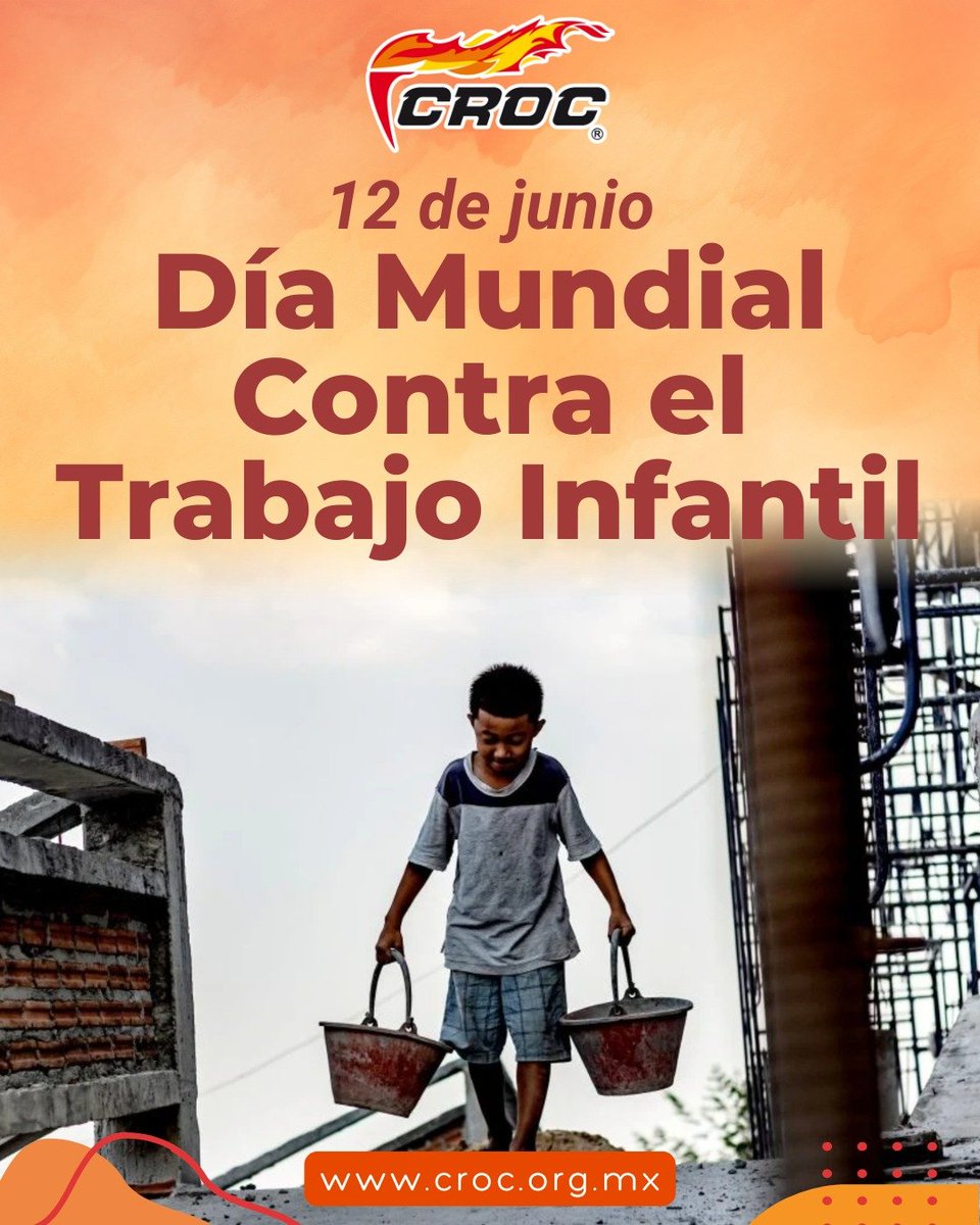 CROCContigo's tweet photo. En la #CROC decimos NO al trabajo infantil. 

Porque la escuela es su lugar. El juego es su derecho. El futuro les pertenece. Este 12 de junio y todos los días, defendemos una infancia libre y segura. 

#DíaMundialContraElTrabajoInfantil #CROC #InfanciaLibre https://t.co/BsMqYoude8