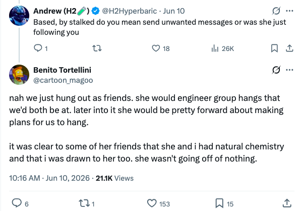 gothgivenright's tweet photo. @basedrexic @awtistiq What makes things ten times worse is it turns out she didn't actually stalk him.  He's making her maneuverings sound crazier and undignified to everyone than they were for some reason https://t.co/rVsu3t8OSd