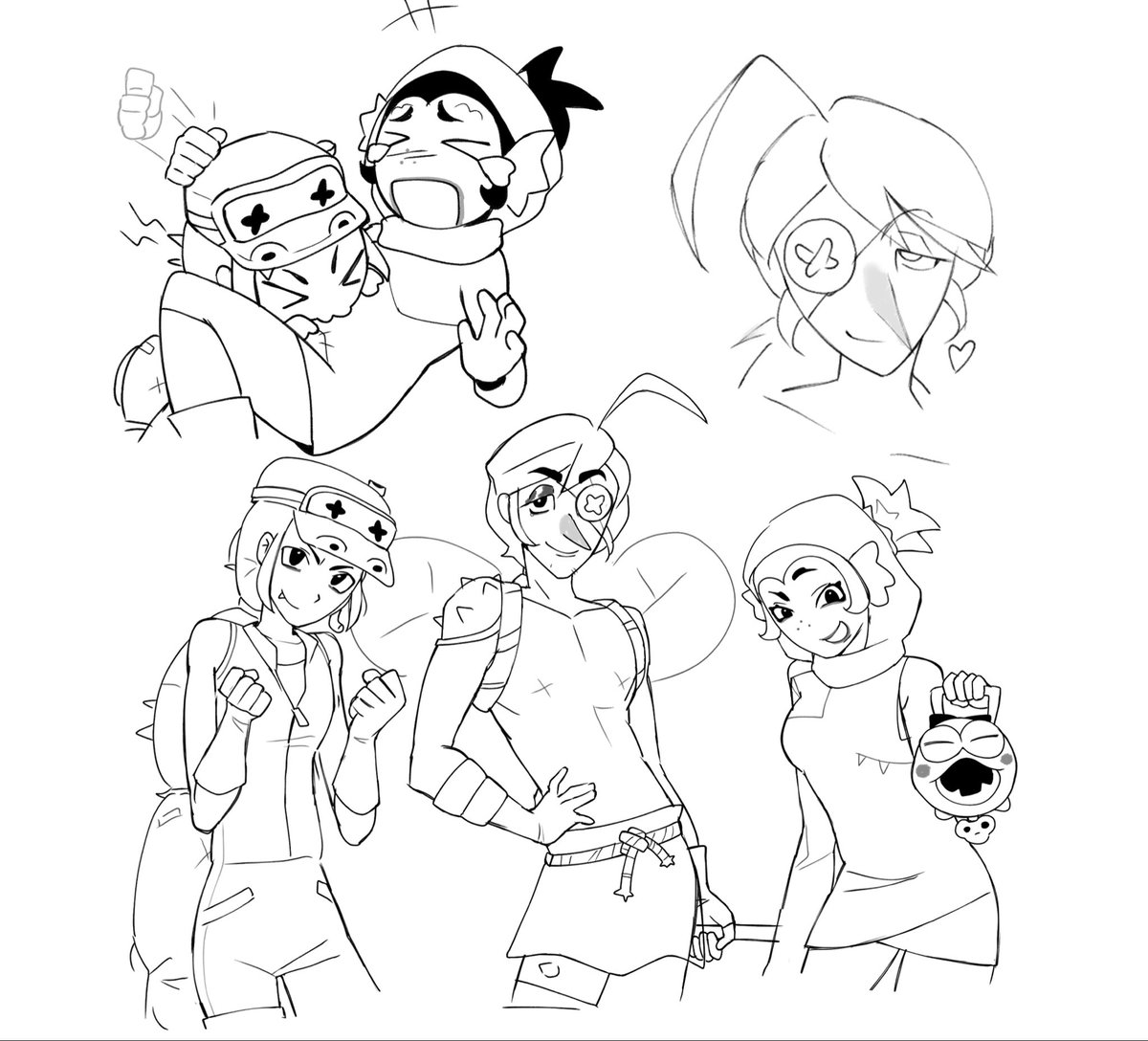 kani_oku's tweet photo. the love trio sketches https://t.co/z38QmO51C2