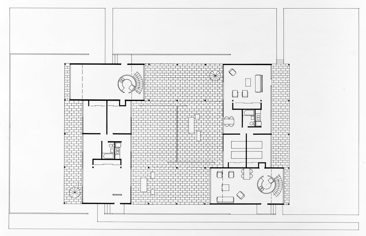 archistar1's tweet photo. Haywood Apartments 
Florida 🇺🇸
Progetto mai realizzato ideato da Paul Rudolph nel 1952. Il progetto prevedeva una serie di quattro appartamenti con una o due camere da letto, disposti attorno a un cortile centrale.
#archittetura https://t.co/T5rO9cWU5l