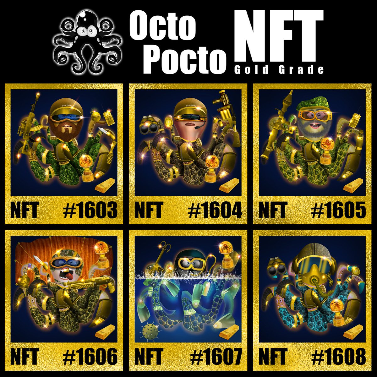 OCTOPOCTONFTS's tweet photo. Gold Grade NFTs available NOW!!
Group 90
Tier 22
General Trait: Armed Forces
Gold Grade (Prt1) alone is exclusive to 540 NFTs, now available to MINT & OWN @ TIER 22-
https://t.co/KSDiKqF6HU
#OpenSea #Army #Soldier #NFT #OctoNFT #1818NFT #OctopusNFT #Sniper #Diver #Pilot #War https://t.co/xSQNZH1gVn