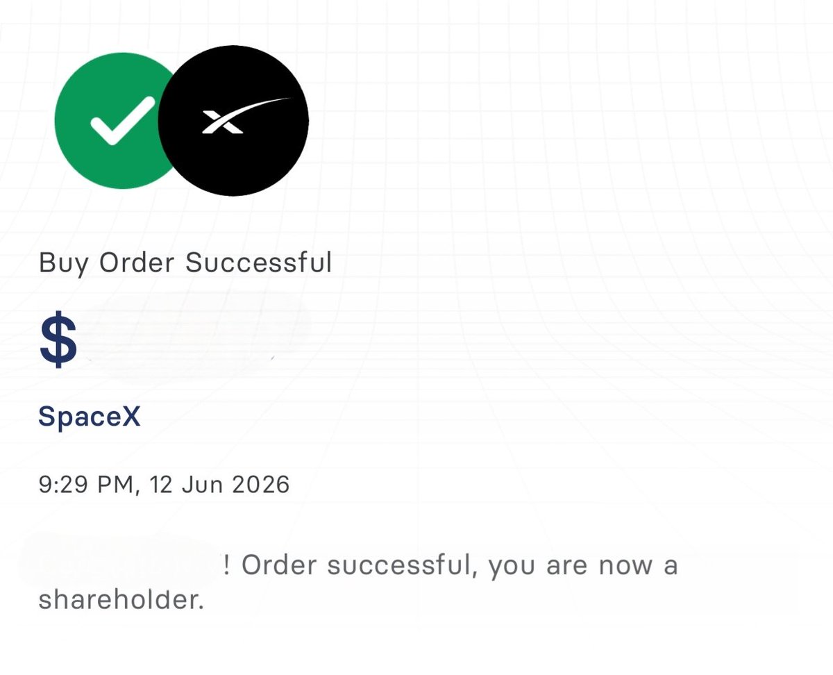 NSuresh_ECW's tweet photo. Finally the Dream come true 🥳

Now officially the shareholder of 
SPACEX 

let's goo 🚀 🚀 🚀 

#SpaceX #SPCX #ElonMusk #NASDAQComposite https://t.co/ISGKOvbLsy