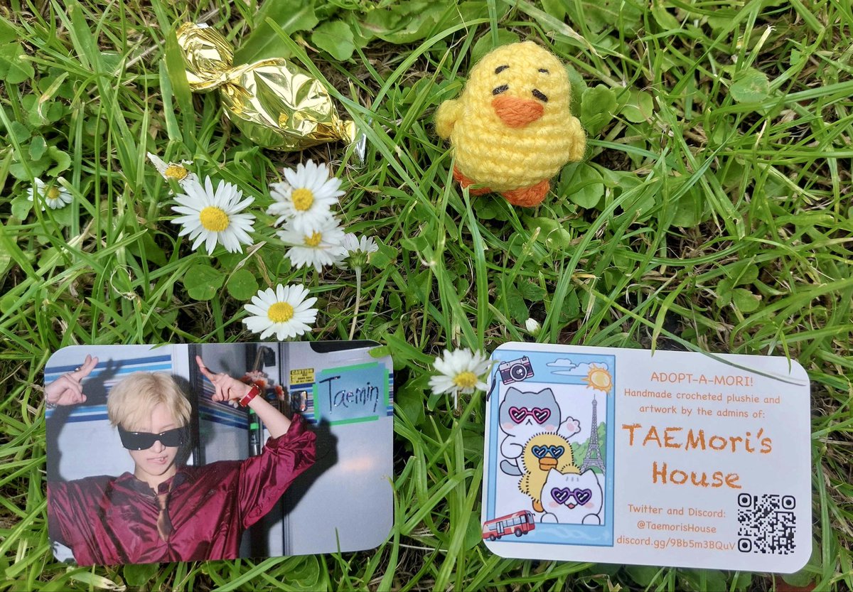 TaemorisHouse's tweet photo. Adopt-A-Mori!

Introducing K-Expo Paris Taemin freebies by TAEMori’s House! 💛

A crocheted small Taemori figure made by Admin T, a photocard that features art by Admin A on the backside, and a small snack! 

#TAEMIN #태민 #テミン #泰民 #KExpoParisTaemin https://t.co/h3SmmEqSIL