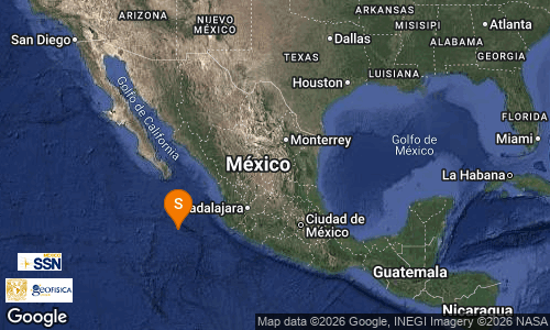 SSNMexico's tweet photo. SISMO Magnitud 4.3 Loc  425 km al SUROESTE de PUERTO VALLARTA, JAL 12/06/26 09:51:16 Lat 19.04 Lon -108.93 Pf 10 km https://t.co/gjgzPN5SD5