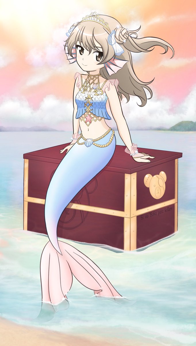 panzerbel's tweet photo. I was requested to draw Alice Shimada 島田愛里寿 from Girls und Panzer wearing her mermaid-themed outfit from the mobile game ガールズ&amp;パンツァー 戦車道大作戦! but as a full mermaid. https://t.co/KJ45kyXxJz