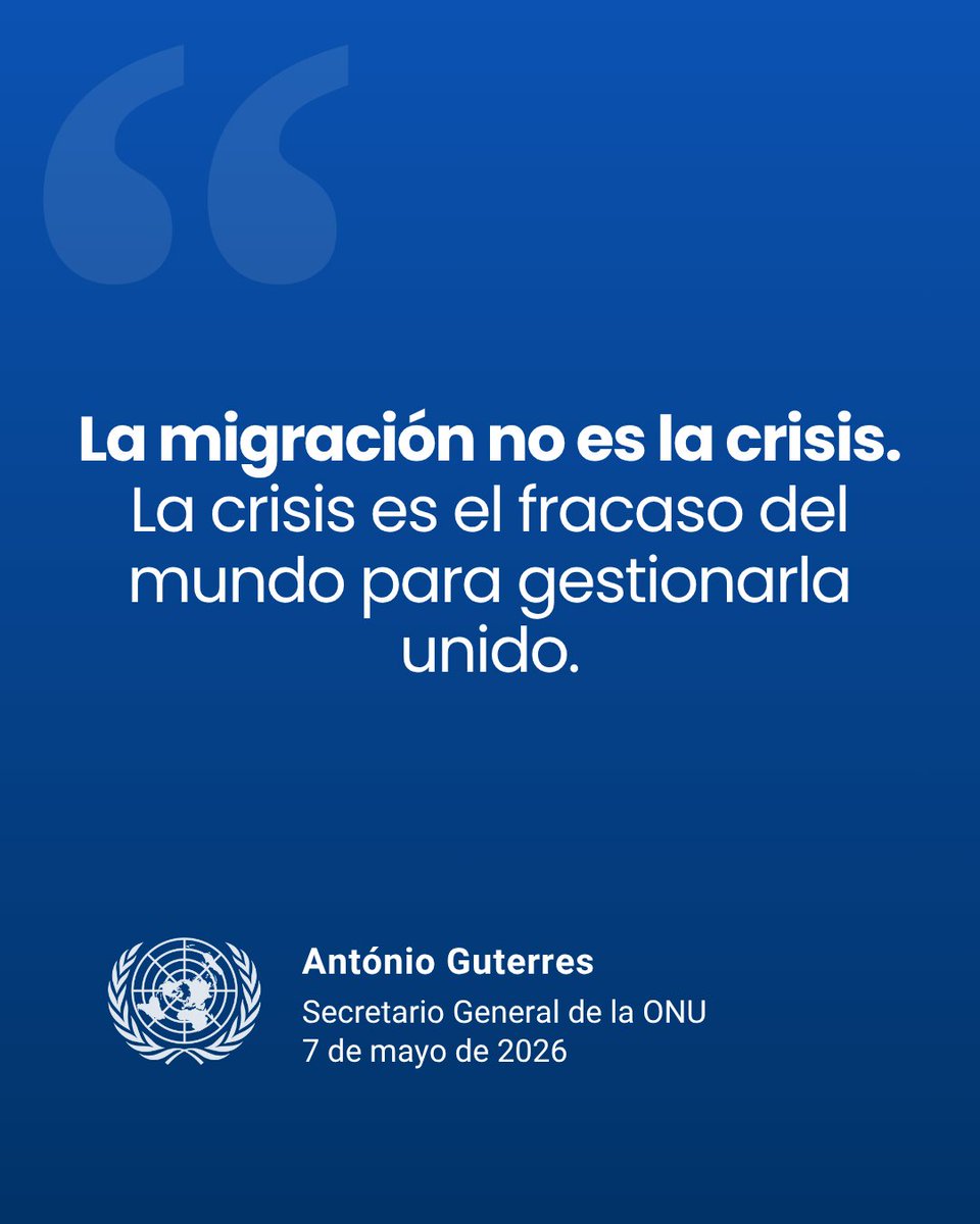 ONU_es's tweet photo. La migración ha formado parte de la historia de la humanidad desde siempre.

Gestionarla de manera segura, ordenada y humana requiere cooperación entre países y respeto por la dignidad de las personas.

“La migración no es la crisis.
La crisis es el fracaso del mundo para gestionarla unido”.

— @antonioguterres