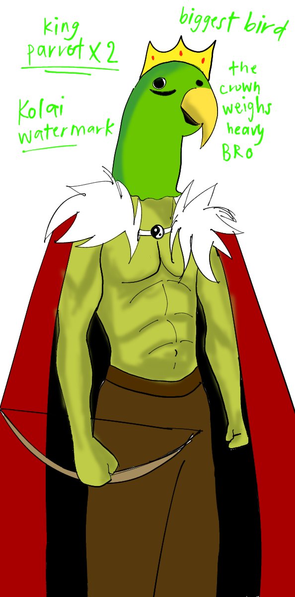 mangostickykae's tweet photo. no hate pls this is #MYKING i think hes tuff. king parrotx2 isnt playing around. https://t.co/JWOl5sqY15