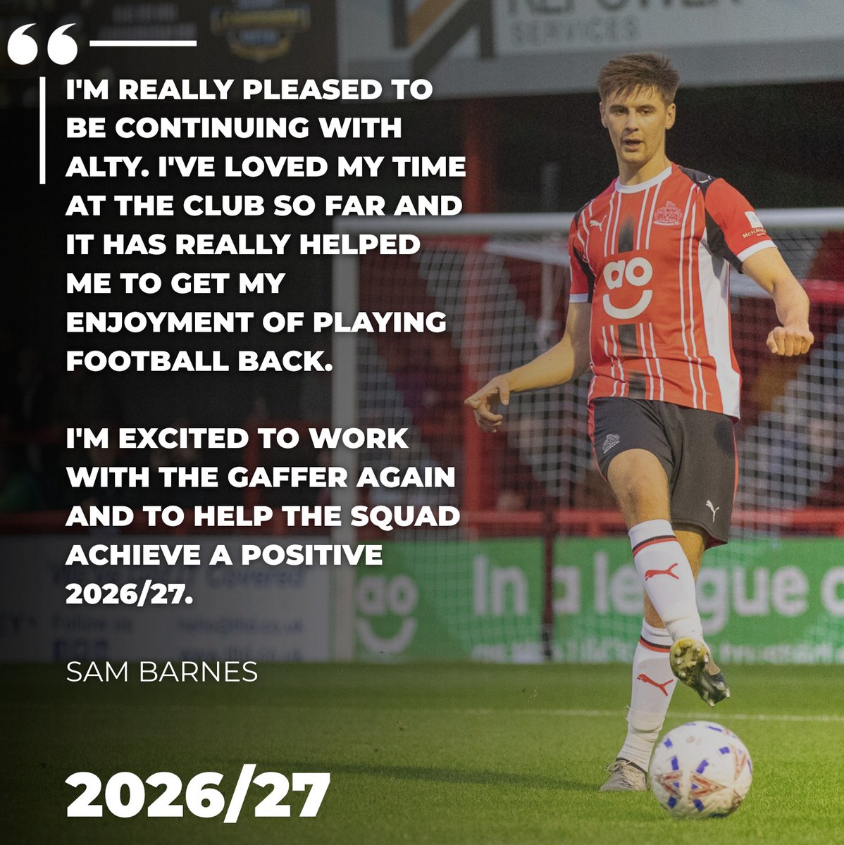 altrinchamfc's tweet photo. 🤝 Central defender 𝗦𝗮𝗺 𝗕𝗮𝗿𝗻𝗲𝘀 will continue in red and white next season 💪

Full details 👉 https://t.co/MjQQB4g8vh

#Alty | #WhereYouBelong https://t.co/F0yTfbKldn
