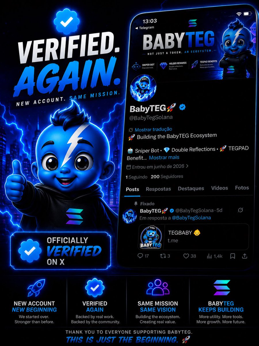 BabyTegSolana's tweet photo. Started from zero.

Built the community again.

Got verified again. ✅

The lesson?

Never underestimate people who keep building.

💎🚀

$BABYTEG #BABYTEG #Solana #Crypto #TEG #TEGPAD https://t.co/7wtV8AVdsH