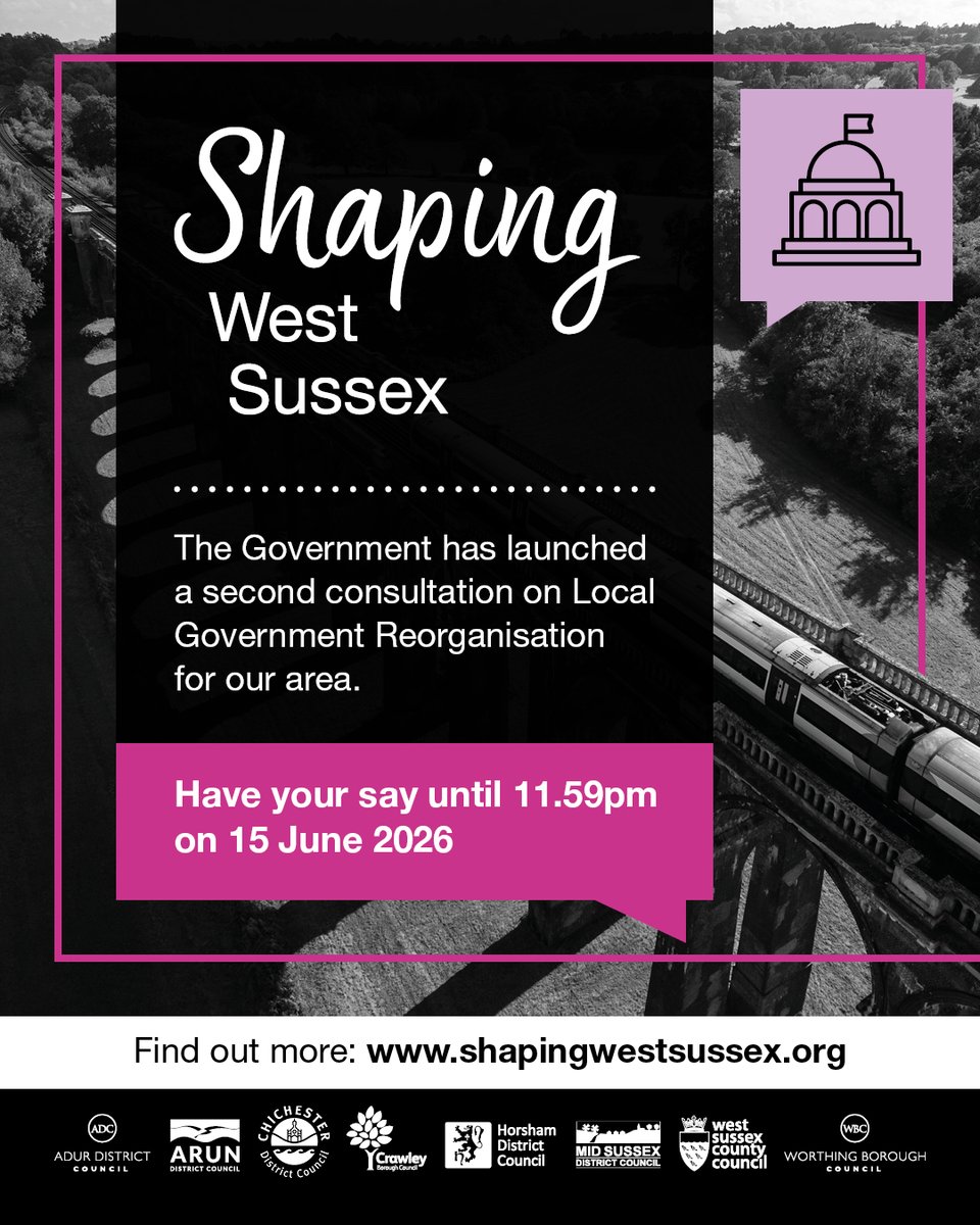 MSDCnews's tweet photo. Only a few days are left to complete the local government reorganisation survey.

Have your say on the future of local government in West Sussex before the consultation closes at 11:59pm on 15 June.

Find out more and take part at: https://t.co/q733uHAU7n https://t.co/ED0rTPRbtl