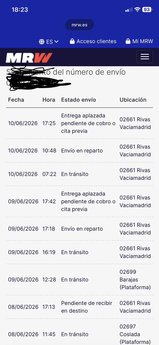 keytroll_navas's tweet photo. @MRW_clientes Seguimos con la historia, ahora con otro pedido
3 días desde que lo tenéis, ayer hablo me decís tras + de 40 llamadas y me explicáis que con Temu pasa así que se cambia el estado a pendiente de cobro o cita y que hoy estaba para reparto, todo el día en casa y nada https://t.co/r489SLRZOt