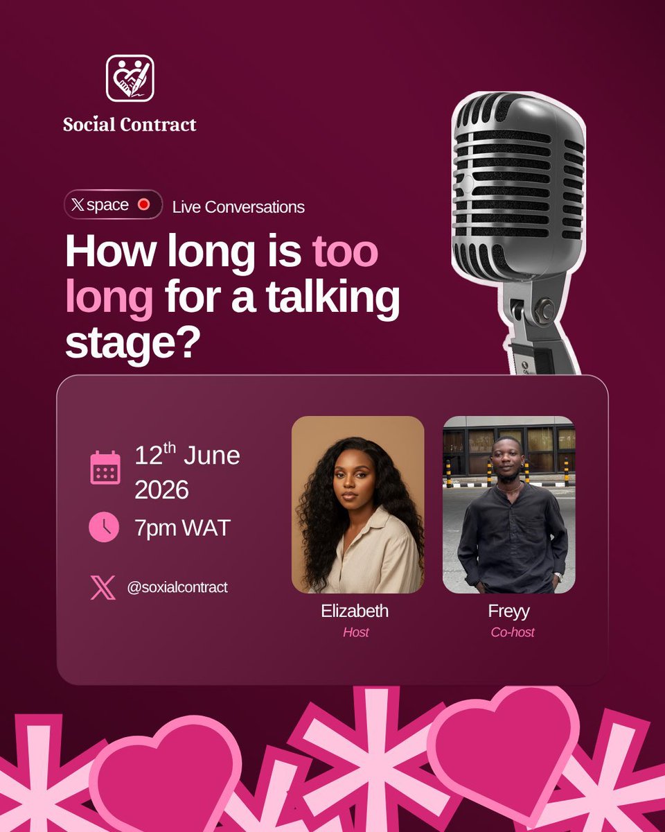 Freyy_is's tweet photo. the irony of me co-hosting a space about talking stages is not lost on me. i will explain when you join. 7pm wat @soxialcontract https://t.co/8gDTQKv64E