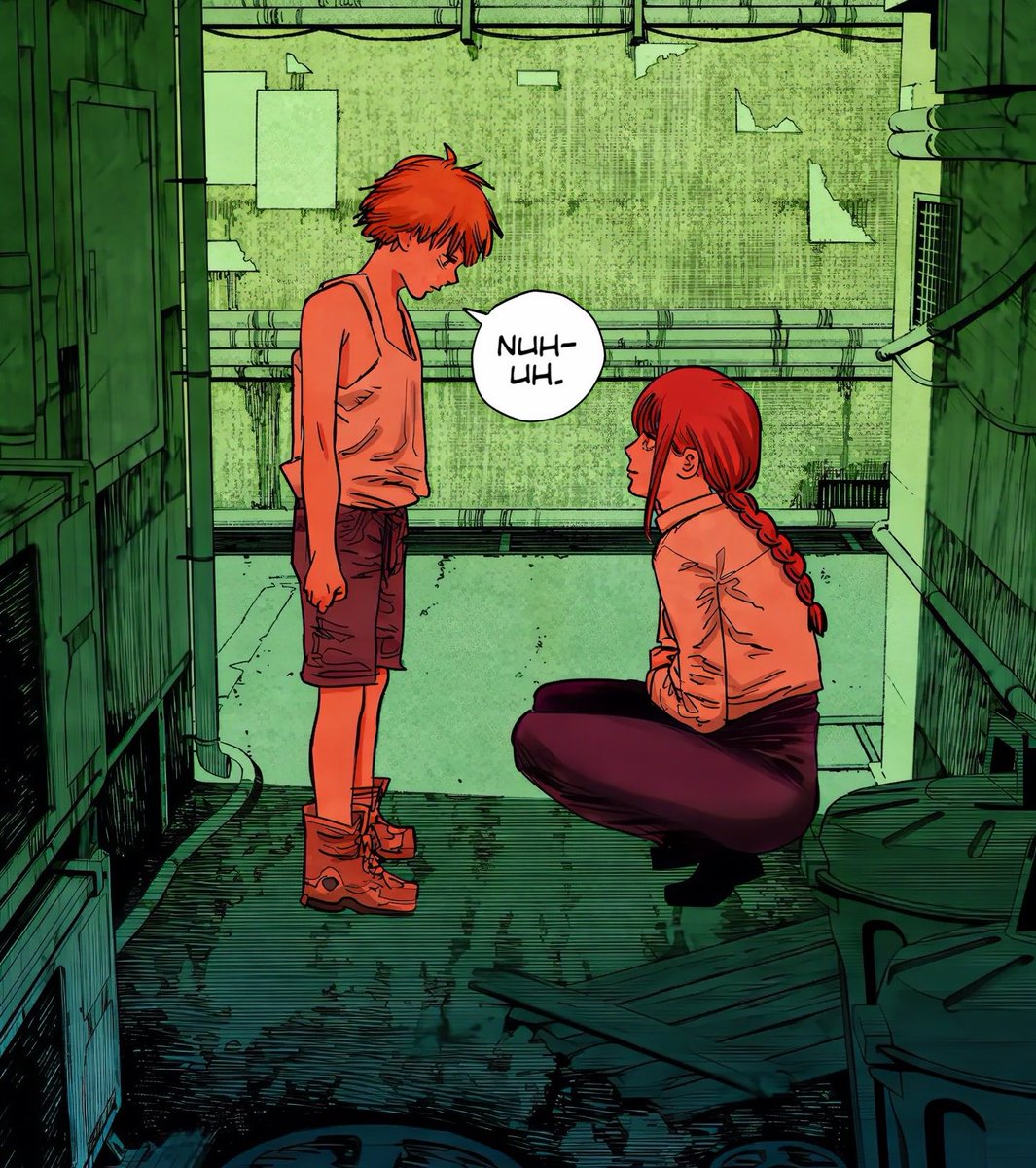 AceNero55's tweet photo. What makes Makima’s mask-off moment so horrifying is she convinces Denji everything is his fault. She makes it seem like wanting love, family, and connection is what caused everyone around him to suffer. She turns what makes Denji human into something he feels guilt for. https://t.co/eBQgNl3C9k
