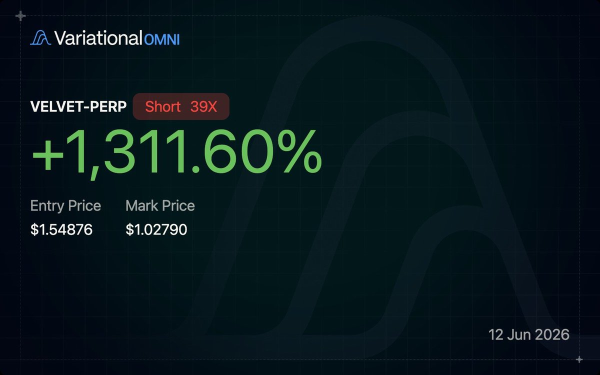 flb_xyz's tweet photo. The best use case for @variational_io and their RFQ system:

Shorting overvalued bullshit

This is my friend's trade on $VELVET

I also posted a short in my Telegram that I've been running recently to print (link below) https://t.co/G9CwmMfCH8