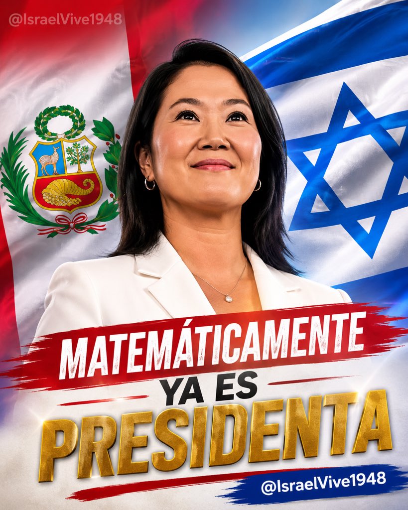 IsraelVive1948's tweet photo. Falta solo el aviso oficial pero matemáticamente, una amiga de israel  ya es presidenta del Perú,felicitaciones!!! 🇮🇱❤️🇵🇪 https://t.co/kLtL7UelvH