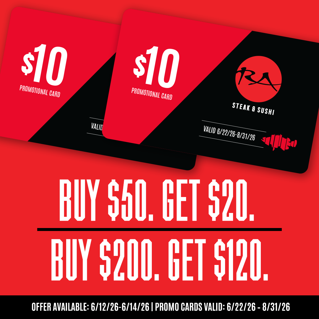 RAsushi's tweet photo. Don’t overthink Father’s Day — just make the reservation.

Lock in the plans, enjoy the bonus.
$50 → $20 bonus
$200 → $120 bonus

Flash sale: 6/12/26–6/14/26 | Promo cards valid: 6/22/26–8/31/26 https://t.co/fCSFlmJnYh