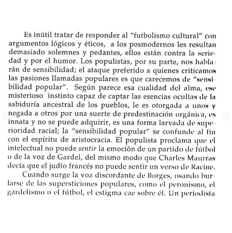 jupixweb's tweet photo. "El pensamiento racional no puede captar lo instintivo"* afirman los privilegiados poseedores de la "sensibilidad popular"; para ellos la pasión y la fe son superiores a la razón como modo de conocimiento #juanjsebreli #fútbol
*Seguramente #sebreli hoy hubiera escrito "#mística" https://t.co/X2D8vatfb8