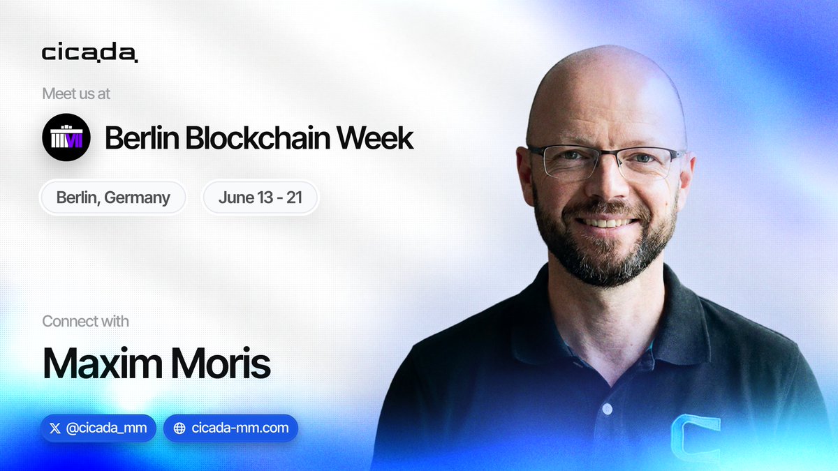 cicada_mm's tweet photo. 🇩🇪 CEO of Cicada attending @BerBlockWeek!

If you'd like to connect with Cicada personally and discuss joint initiatives - feel free to meet with Maxim in Berlin.

@MaximMoris will be there throughout the full week, June 13–21. Reach out to him anytime. https://t.co/rlY75FPu63