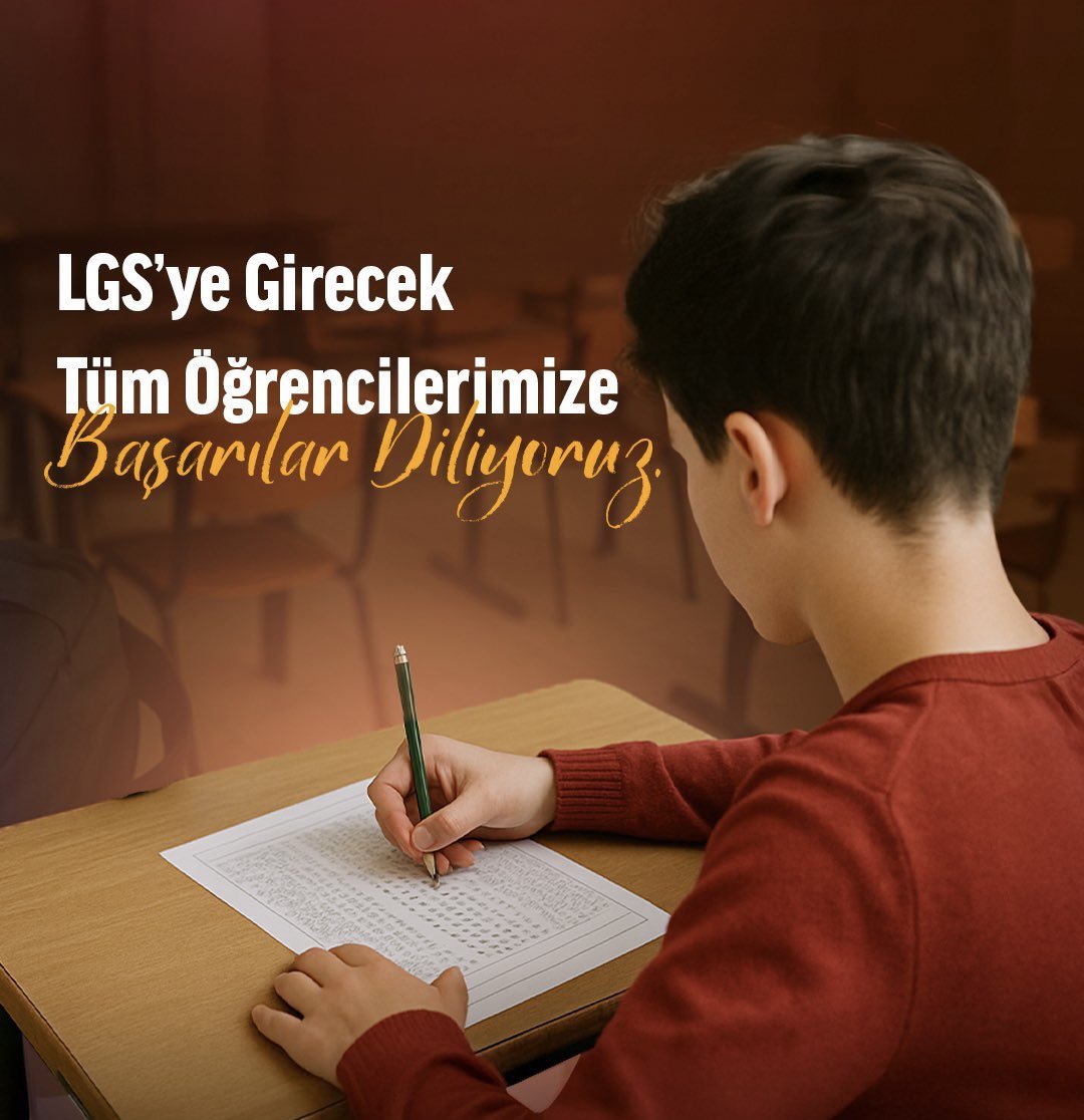 ibrahimozaydino's tweet photo. Yarın LGS’ye girecek olan tüm öğrencilerimize başarılar diliyoruz. 

Emeklerinizin karşılığını almanız ve hayal ettiğiniz geleceğe kavuşmanız dileğiyle… https://t.co/wLGKxyrz1Q